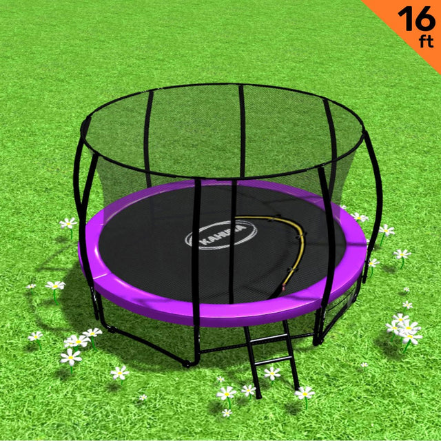 Kahuna 16ft Purple Trampoline with Ladder and Safety Net