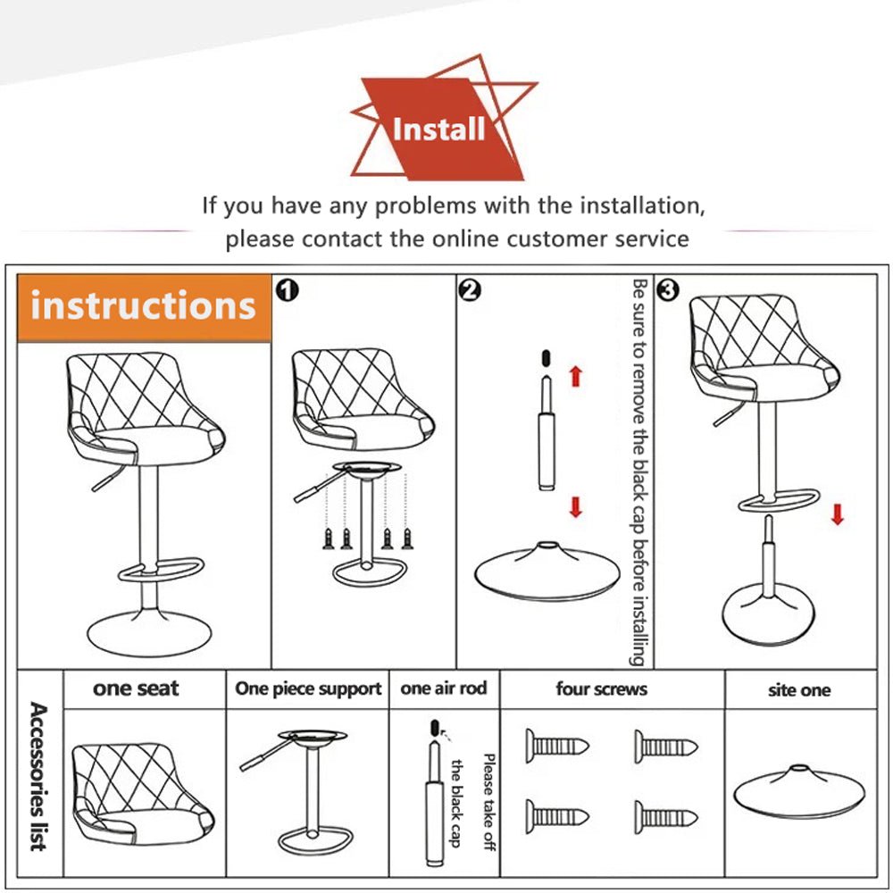 BS8403 Black Swivel Leather Bar Stools
