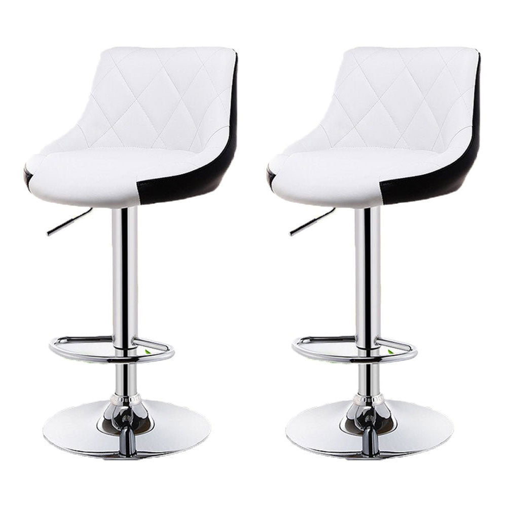 Elegant Swivel Leather Bar Stools - White