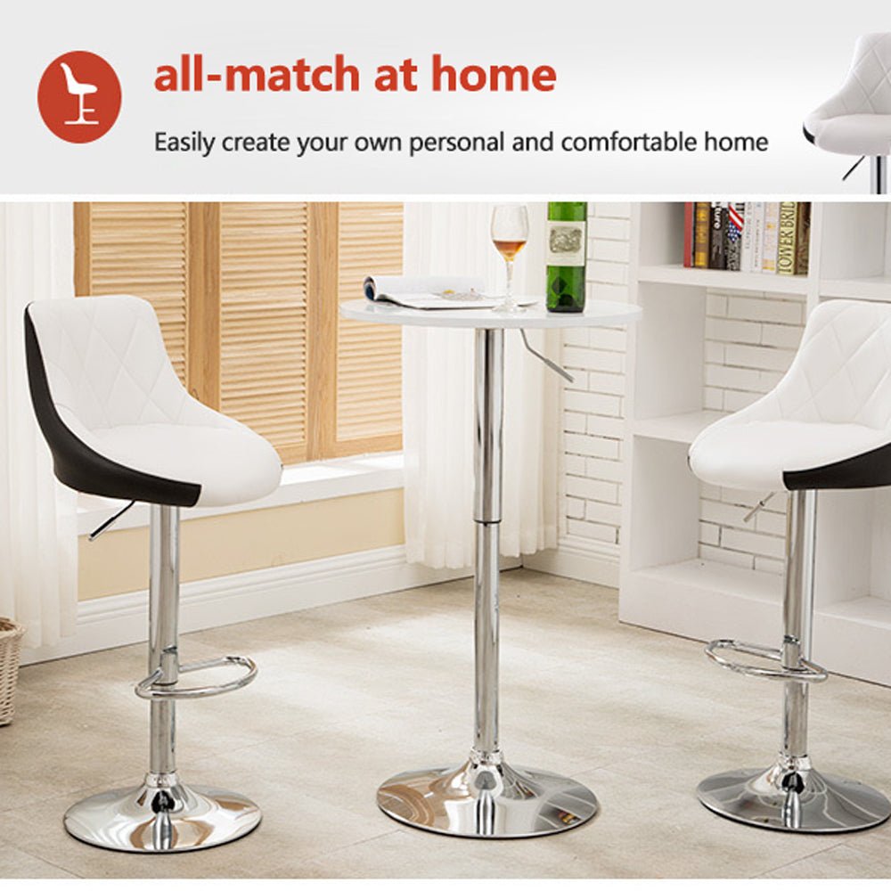 Elegant Swivel Leather Bar Stools - White