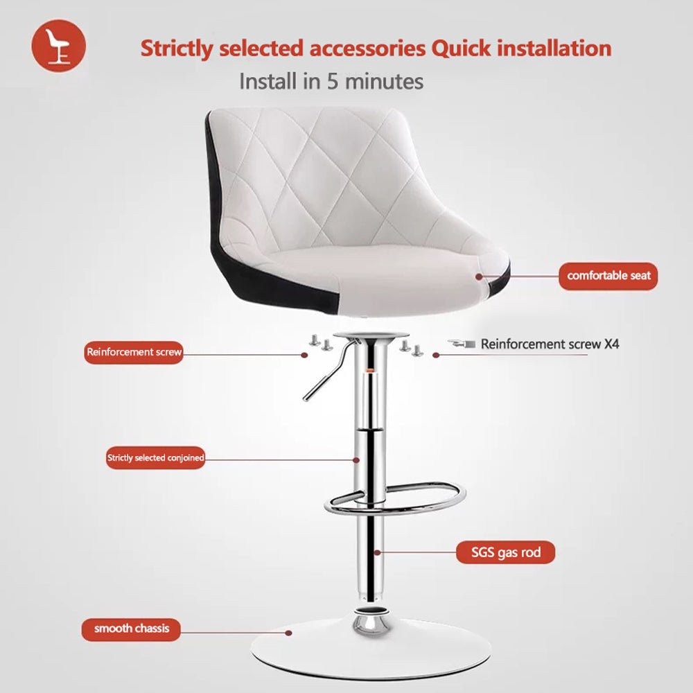 Elegant Swivel Leather Bar Stools - White