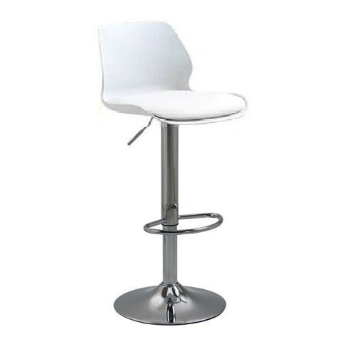 Elegant White Leather Swivel Bar Stools
