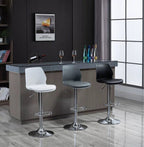 Elegant White Leather Swivel Bar Stools