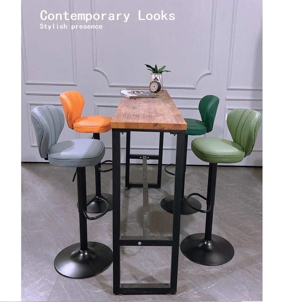 Elegant Brown Leather Swivel Bar Stools