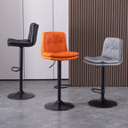 Elegant Black Leather Swivel Bar Stools