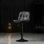 Elegant Black Leather Swivel Bar Stools
