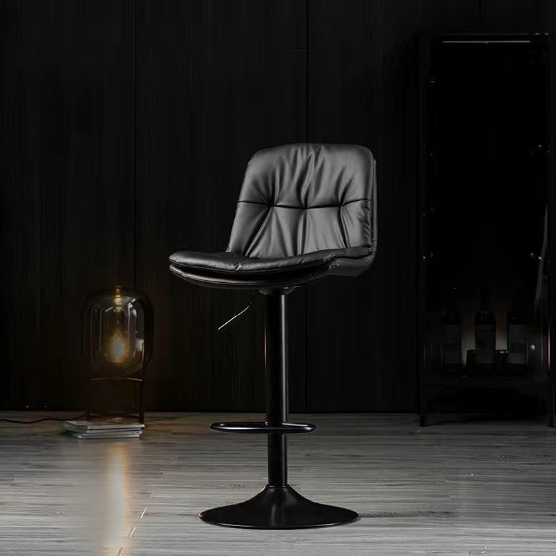 Elegant Black Leather Swivel Bar Stools
