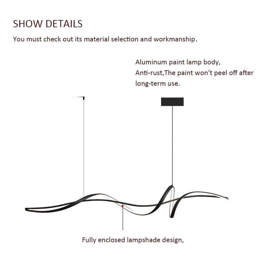 BAMDECOR A036 Dimmable LED Linear Pendant Light