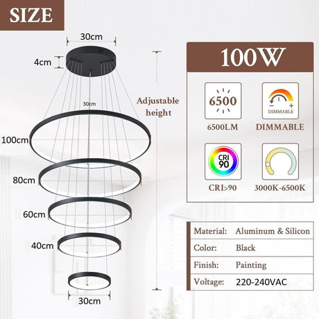 BAMDECOR A18801 Modern Dimmable LED Chandelier