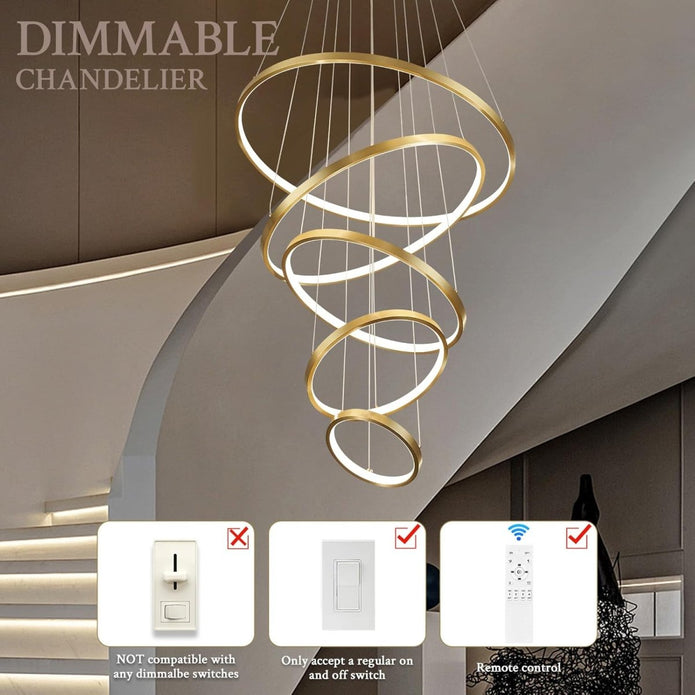 BAMDECOR Modern LED Chandelier with Remote Control