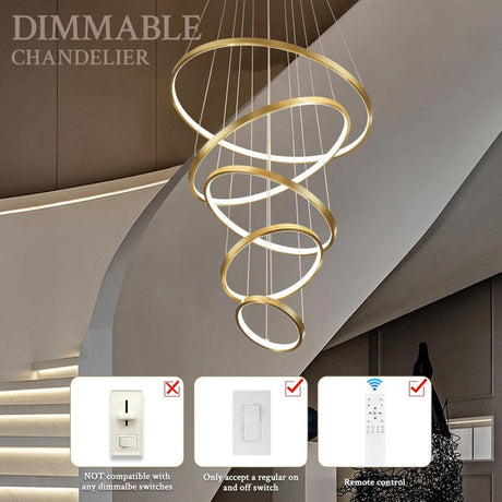 BAMDECOR Modern LED Chandelier with Remote Control