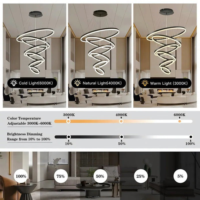 BAMDECOR A18815 Nordic Six-Ring Pendant Chandelier