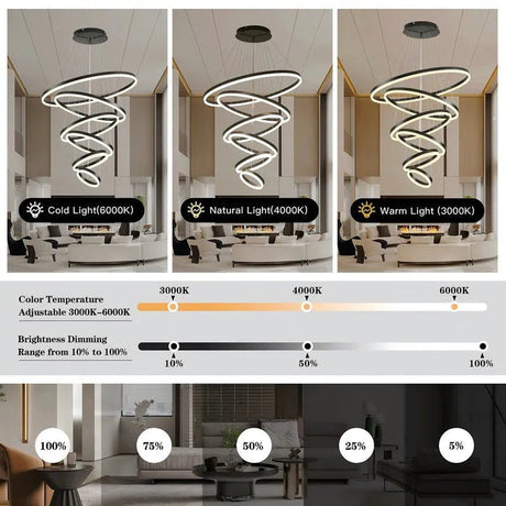 BAMDECOR A18815 Nordic Six-Ring Pendant Chandelier