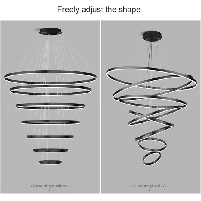 BAMDECOR A18815 Modern 7-Ring Pendant Chandelier