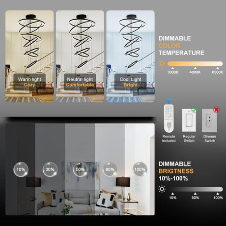 BAMDECOR A18815 Modern 7-Ring Pendant Chandelier