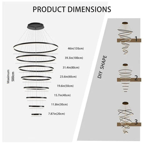 BAMDECOR A18815 Nordic Eight-Ring Pendant Lamp
