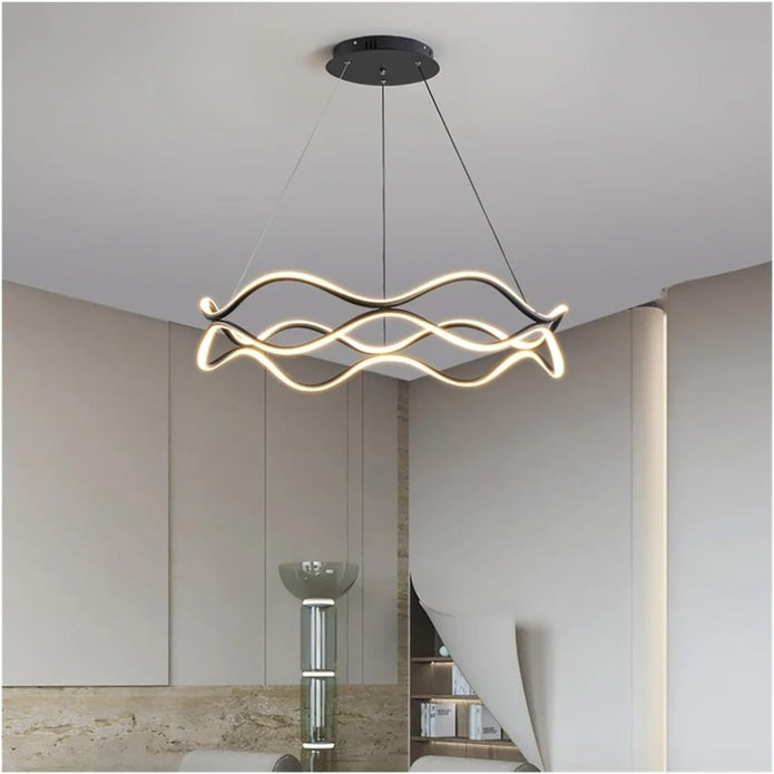 BAMDECOR Modern Wavy Black Aluminum Light Fixture