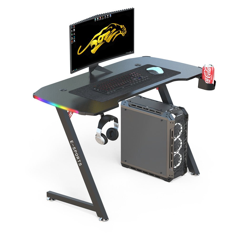 Z-Shaped Professional Gaming Desk with RGB Lighting