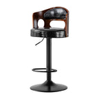 Sleek Black Leather Swivel Bar Stool