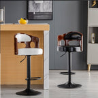 Sleek Black Leather Swivel Bar Stool