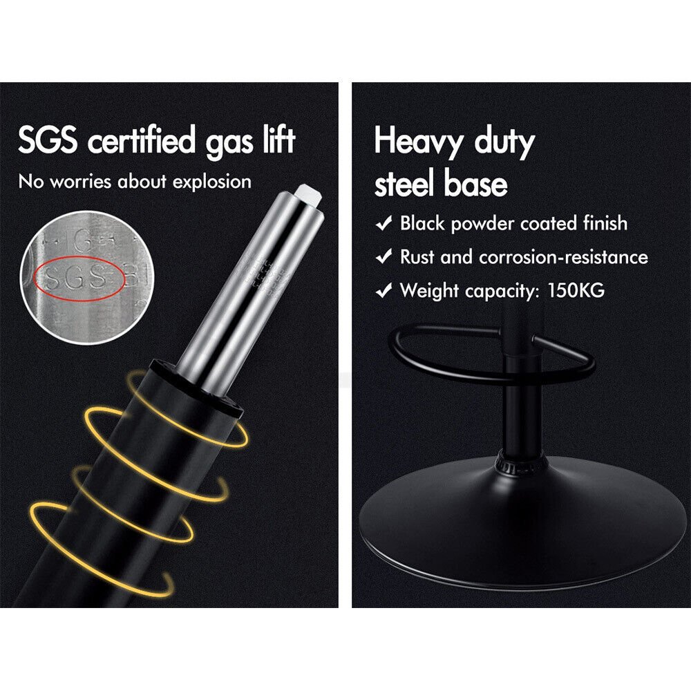 Sleek Black Leather Swivel Bar Stool