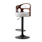 Elegant White Leather Swivel Bar Stool