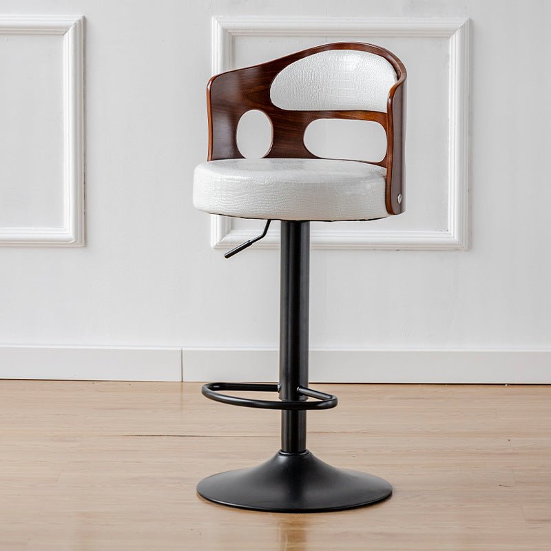 Elegant White Leather Swivel Bar Stool
