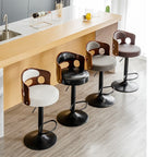 Elegant White Leather Swivel Bar Stool