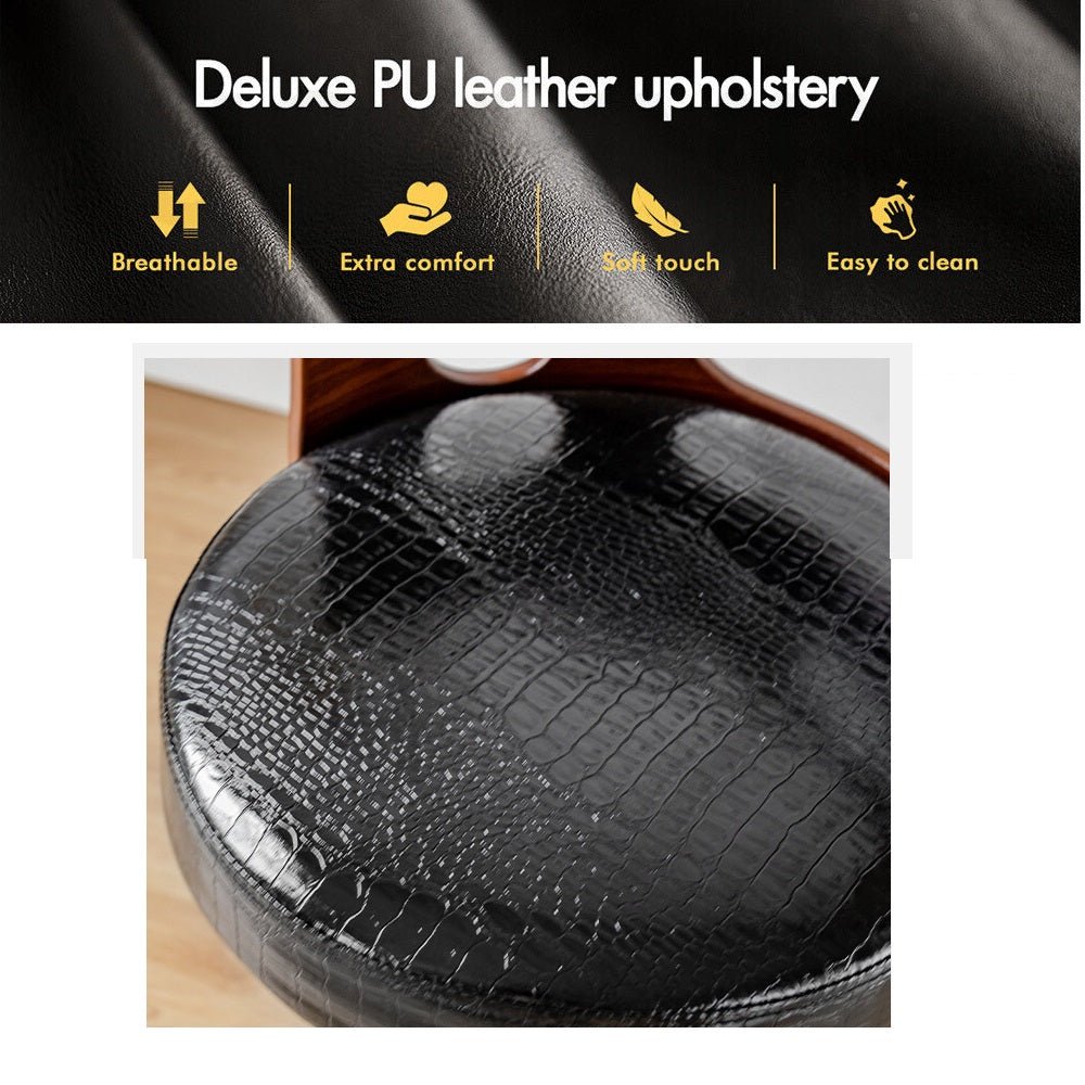 Elegant White Leather Swivel Bar Stool