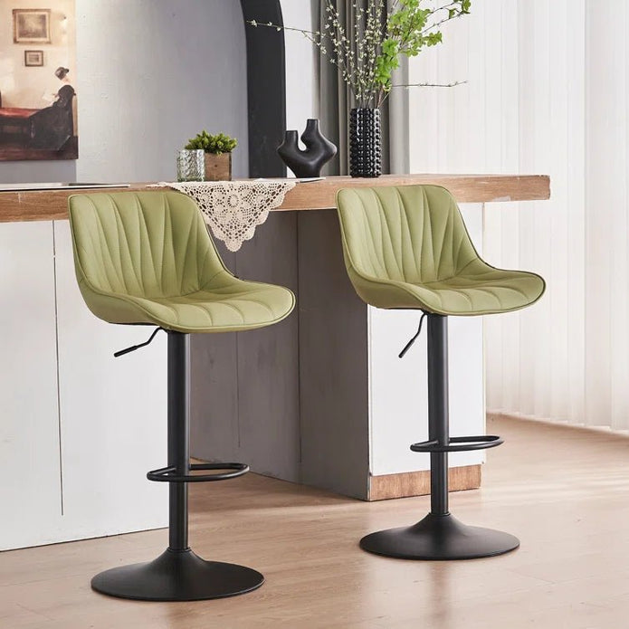 SERENITÀ AVO Green Adjustable Swivel Bar Stools