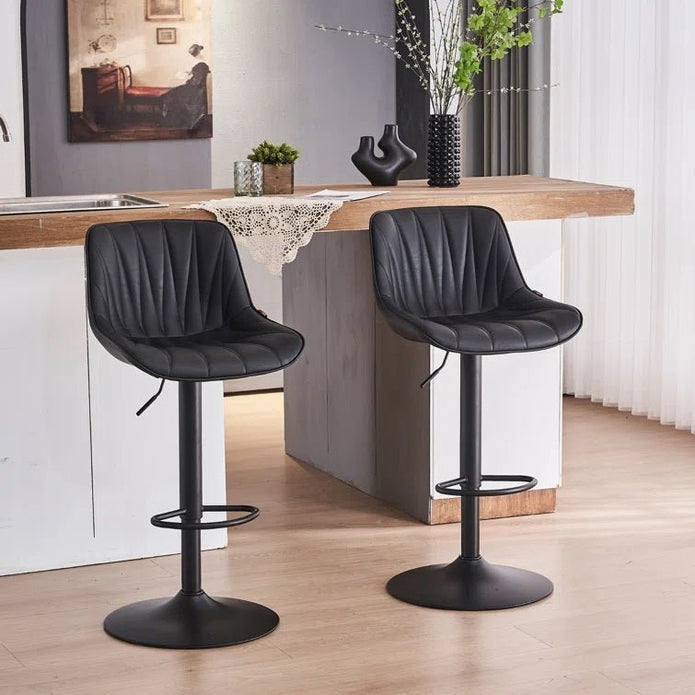 SERENITÀ Adjustable Black Swivel Bar Stools