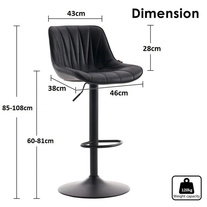 SERENITÀ Adjustable Black Swivel Bar Stools
