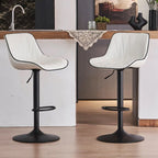 SERENITÀ Adjustable White Leather Bar Stools