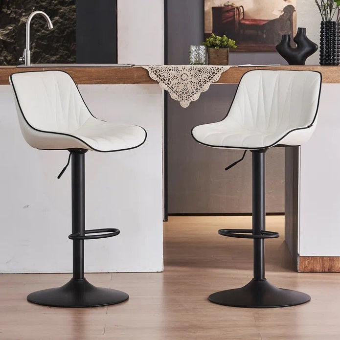 SERENITÀ Adjustable White Leather Bar Stools