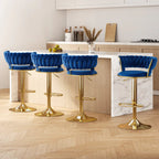 Elegant Height Adjustable Velvet Bar Stool