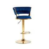 Elegant Height Adjustable Velvet Bar Stool