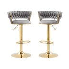 Elegant Height Adjustable Velvet Bar Stool