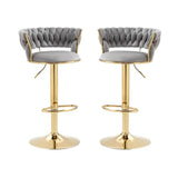 Elegant Height Adjustable Velvet Bar Stool