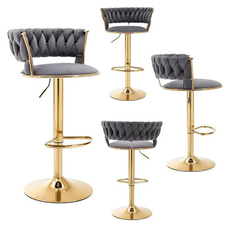 Elegant Height Adjustable Velvet Bar Stool