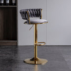 Elegant Height Adjustable Velvet Bar Stool
