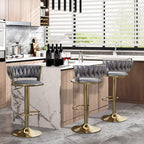 Elegant Height Adjustable Velvet Bar Stool