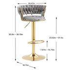 Elegant Height Adjustable Velvet Bar Stool