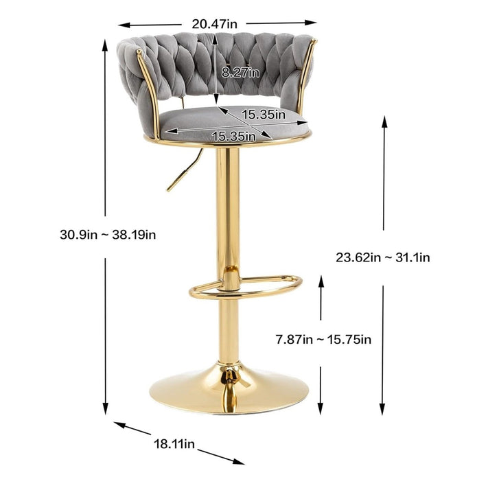 Elegant Height Adjustable Velvet Bar Stool