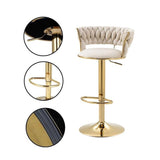 Elegant Height Adjustable Velvet Bar Stool