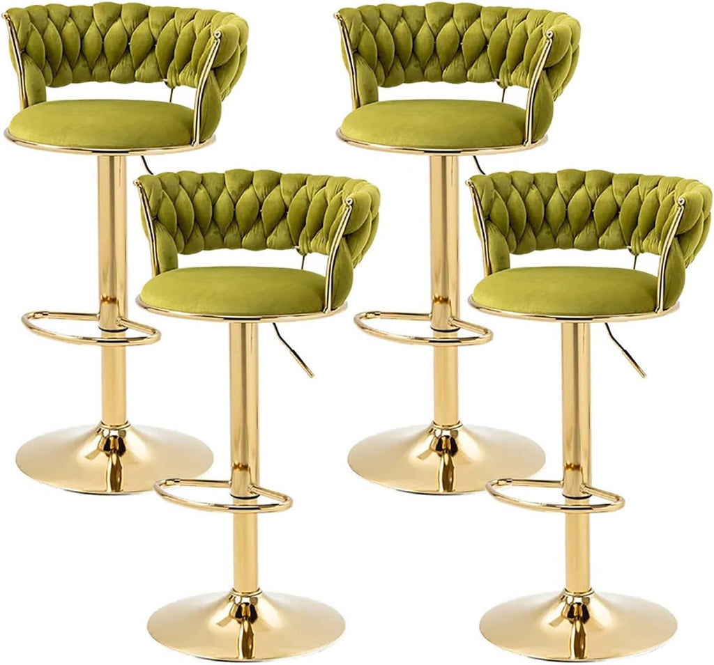 SERENITÀ Adjustable Velvet Swivel Bar Stool