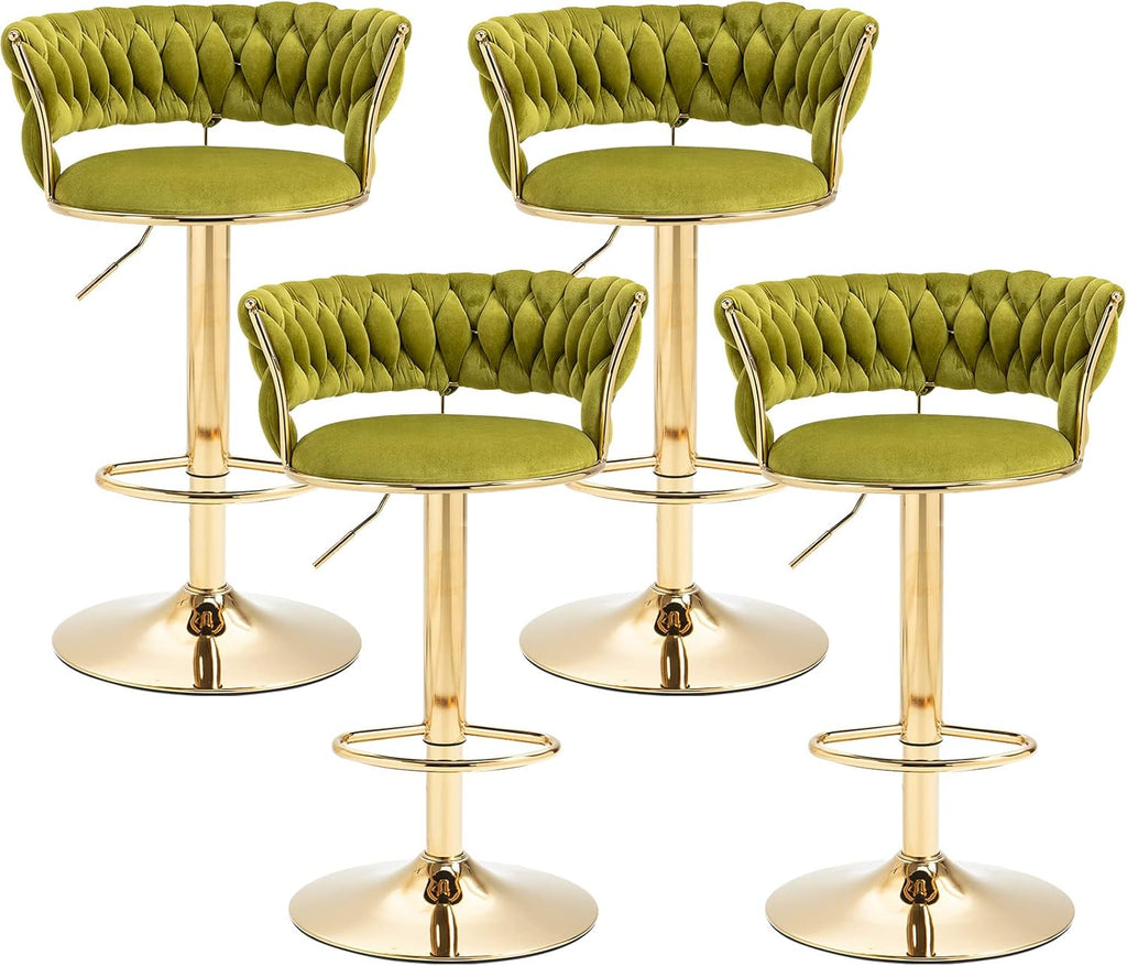 SERENITÀ Adjustable Velvet Swivel Bar Stool