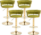 SERENITÀ Adjustable Velvet Swivel Bar Stool