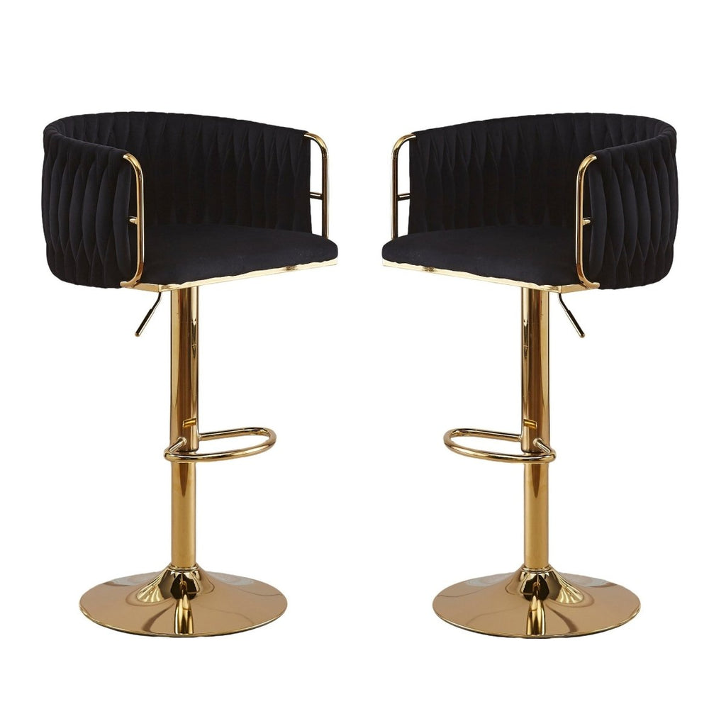Height Adjustable Velvet Swivel Bar Stool