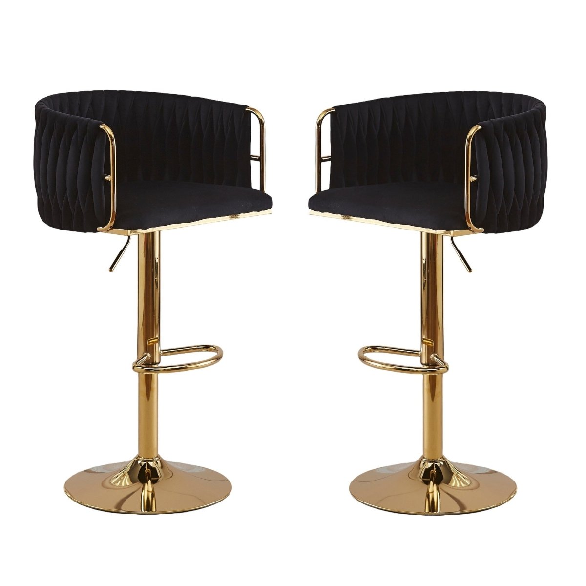 Height Adjustable Velvet Swivel Bar Stool
