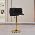 Height Adjustable Velvet Swivel Bar Stool